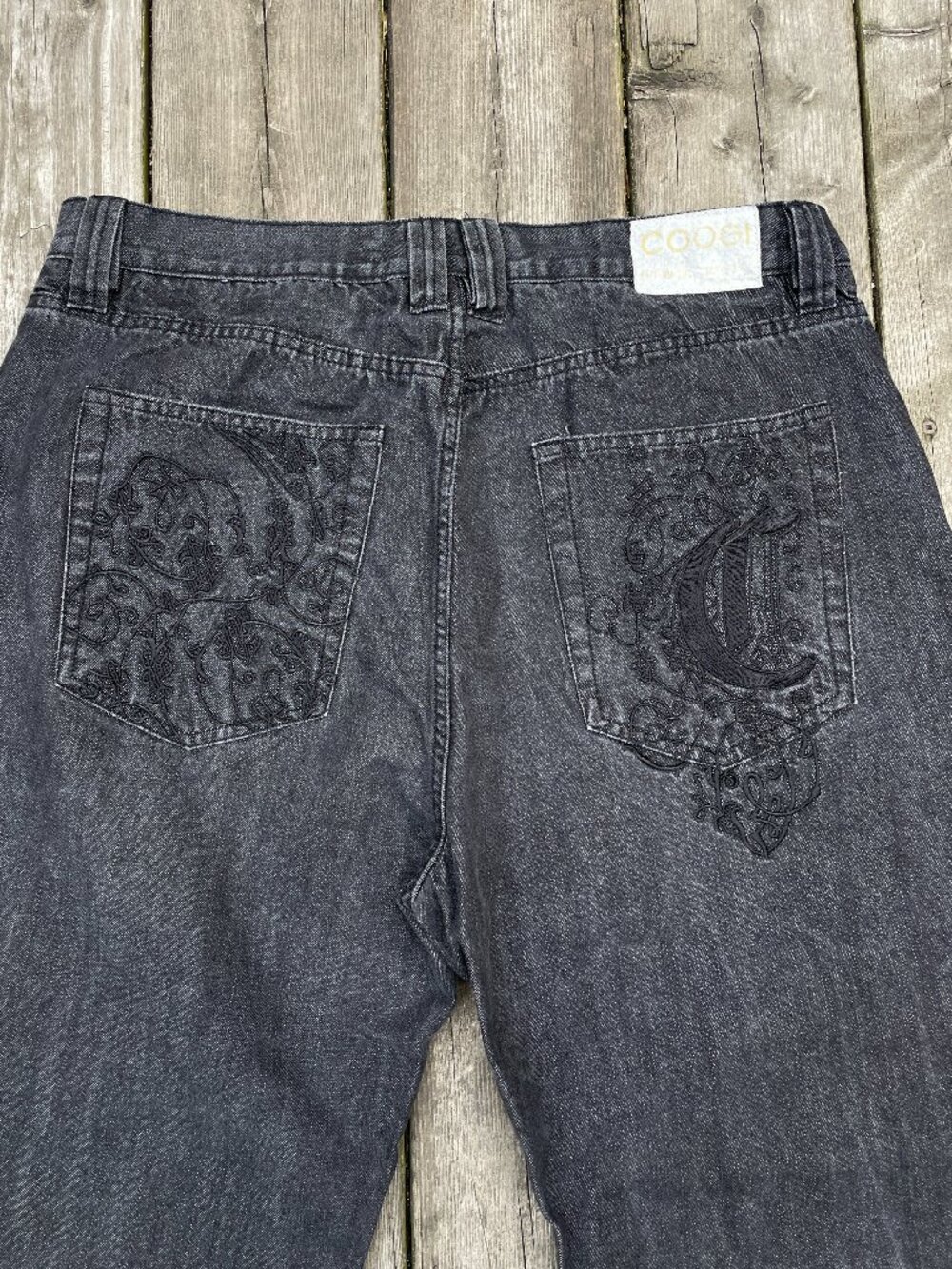 Vintage Y2K Coogi Embroidered Jeans Size 38 Gray 32L Denim